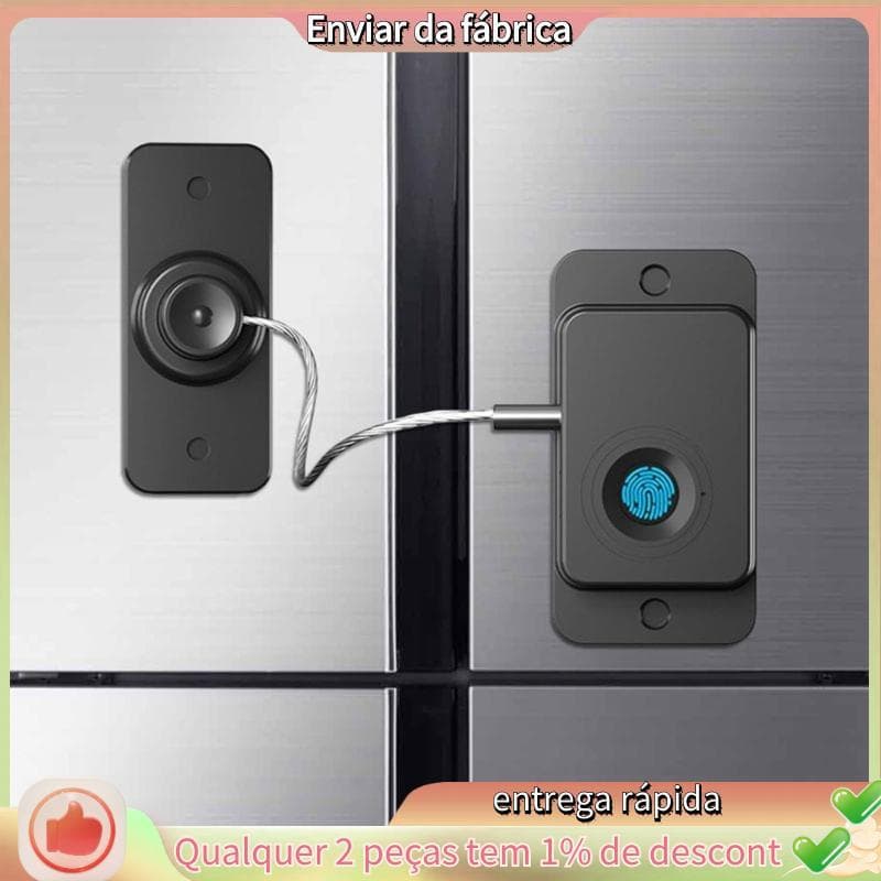 Fechadura De Geladeira Com Impressão Digital Habilitado Por USB De Emergência , 2 Peças , Sem Broca , Trava Biométrica D