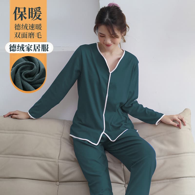 Outono inverno quente alemão veludo Close-Fitting Loungewear terno feminino forro de lã engrossado pijamas pode desgasta
