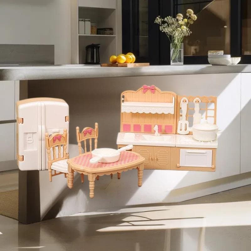 Decorador 1 : 12 Casa De Bonecas Em Miniatura Porta Dupla Geladeira Mesa Jantar Móveis Modelo Decoração Novo