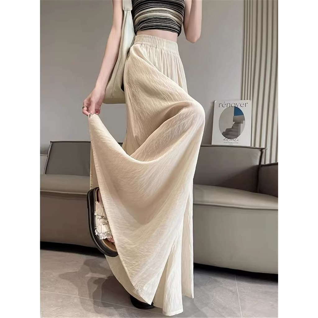 Shenzhen óleo do sul roupas femininas Culottes de seda gelo verão fino calças de perna larga solta Drape calças grandes