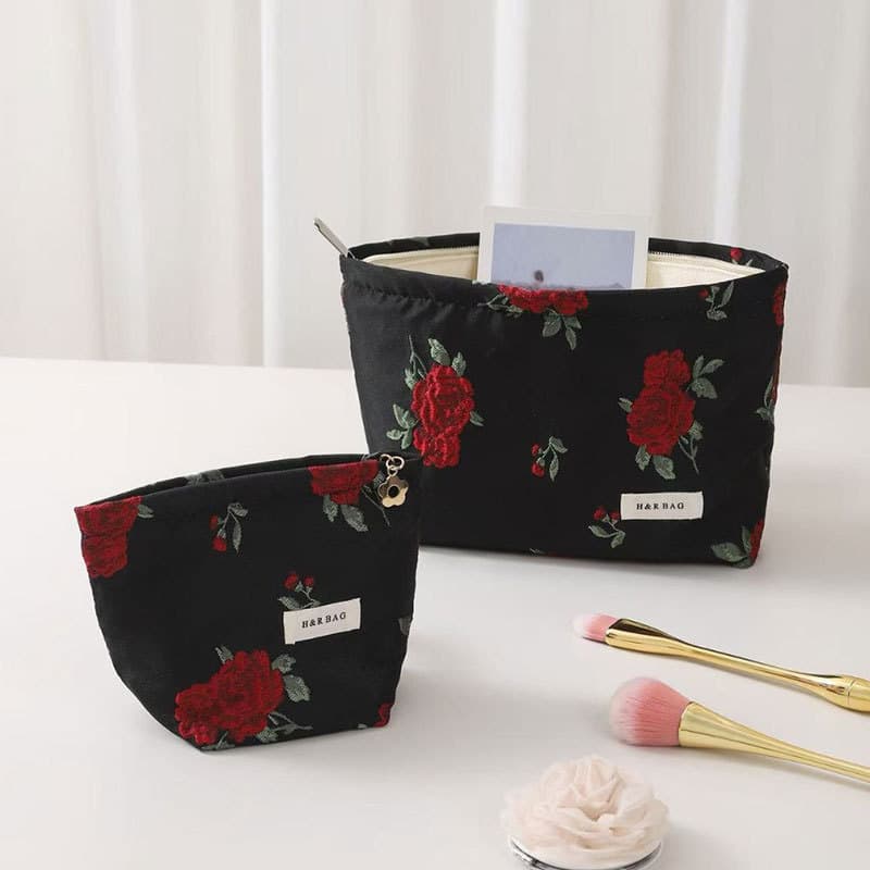 Requintado Retro rosa Jacquard senhoras saco cosmético portátil High-End cuidados com a pele produto saco de armazenamen