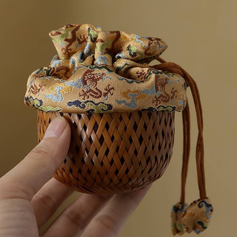 Saco de copo mestre Jianzhan saco de armazenamento copo de chá gaiola coleção de jóias dicas artesanal bambu tecido saco