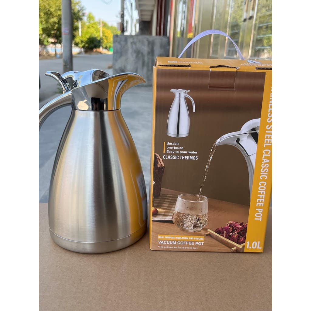 Garrafa térmica de aço inoxidável 1.0L, cafeteira a vácuo, unidade de chaleira doméstica para viagem, garrafa térmica pa