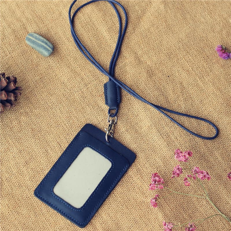 Cordão de crachá de couro genuíno, cartão de trabalho, porta-crachá, cartão de trabalho, identificação, controle de aces
