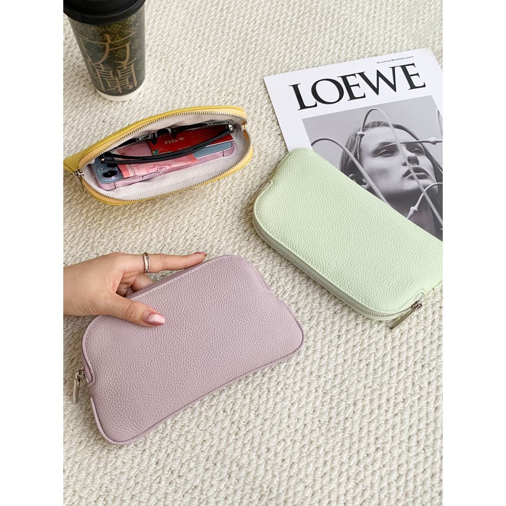 Bolsa feminina de couro macio 2026 novo estilo carteira de couro genuíno óculos saco senhoras Mini embreagem saco do tel