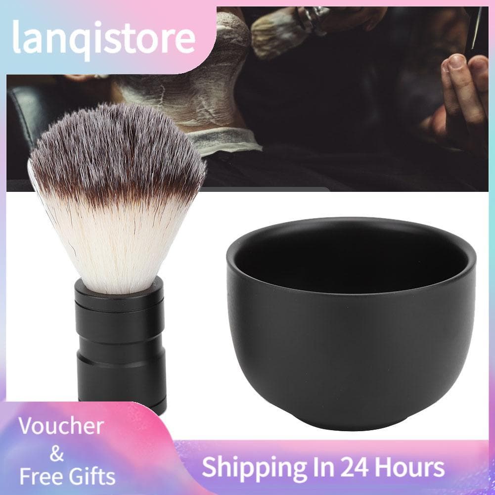 Lanqistore Conjunto de escova e tigela de barbear masculina, creme leve para marido, pai, namorado (terno)