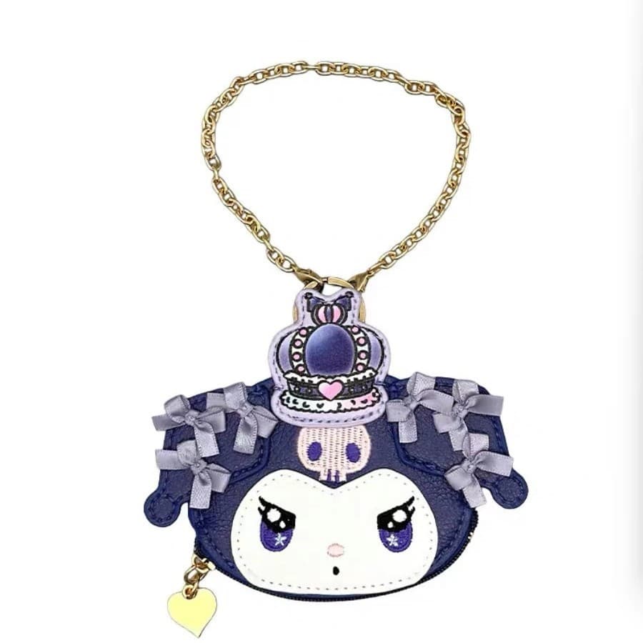 Desenhos animados Kuromi moeda bolsa bonito tecido arco carteira solta carteira moeda saco pequeno pingente