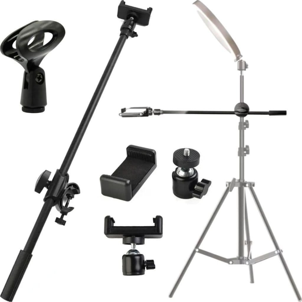 Braço Transversal Haste Extensora para Tripé Pedestal Suporte Microfone e Celular iPhone