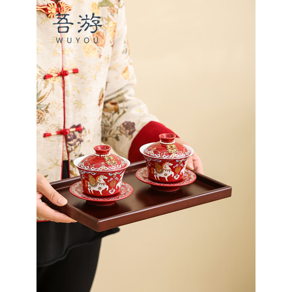 Meu casamento você imediatamente tenha um feliz torrar xícara de chá par casamento mudando boca festivo Gaiwan casamento
