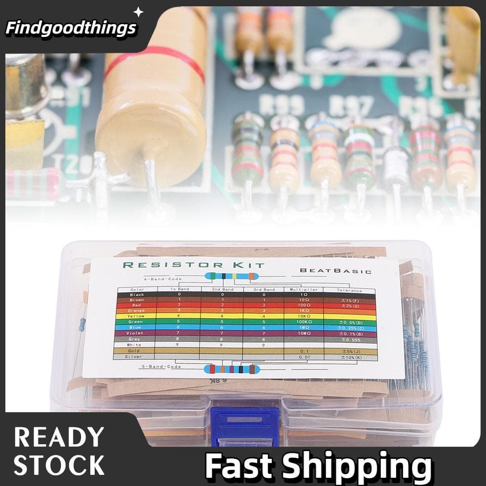 Findgoodthings-br 1280 peças de resistores de filme de metal variedade 1R-10M 64 kit componente eletrônico para