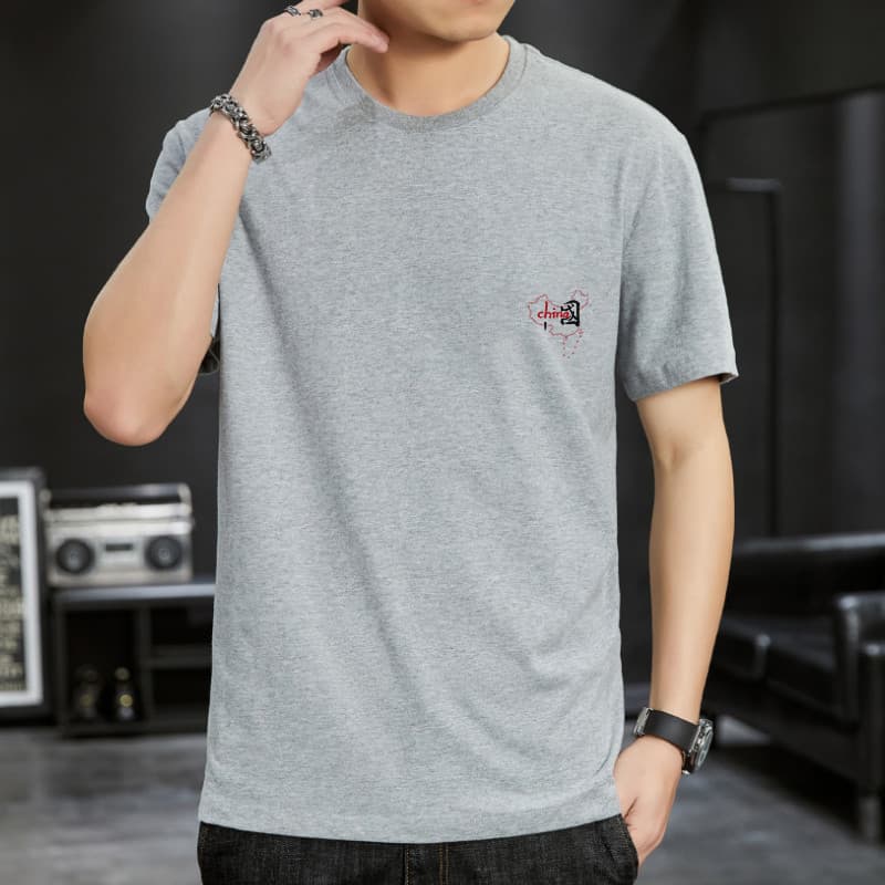 Verão estilo americano puro algodão Plus Size multicolorido masculino na moda camiseta de manga curta em torno do pescoç
