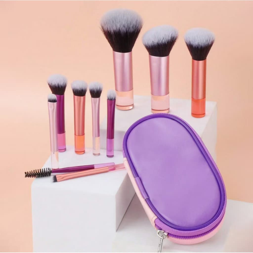 Conjunto Pincel De Maquiagem Profissional Portátil Viagem 10