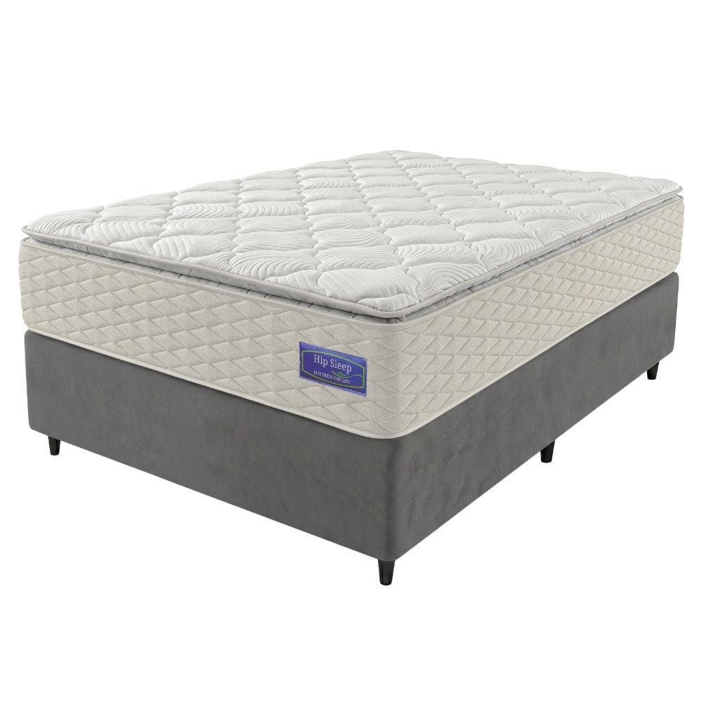 Cama Box Casal Colchão Ortopédico Atena Molas Ensacadas Pillow Top 138x188x76cm Hip Sleep