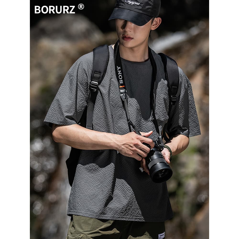 2025 verão legal camiseta de manga curta masculina estilo fino tamanho grande macacão de secagem rápida topo esportes Ca