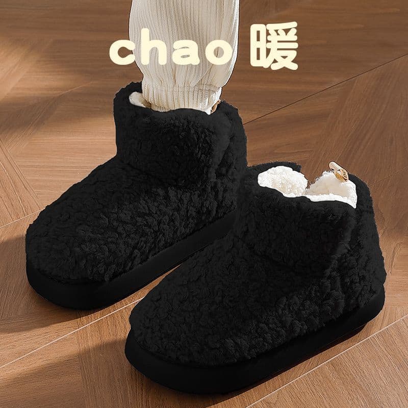 Chinelos de algodão de pelúcia masculino outono inverno de sola grossa resistente ao desgaste antiderrapante mudo casa e