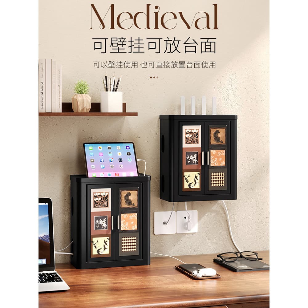 Caixa de armazenamento de roteador wi-fi sem fio, prateleira de gato leve, montada na parede, caixa decorativa feia, cai