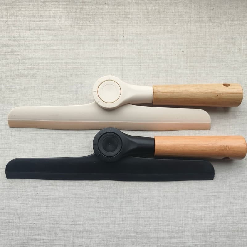 Rodo de Pia Dobrável em Silicone com Cabo de Bambu Ecológico Limpa Diversas Superfícies Preto Branco