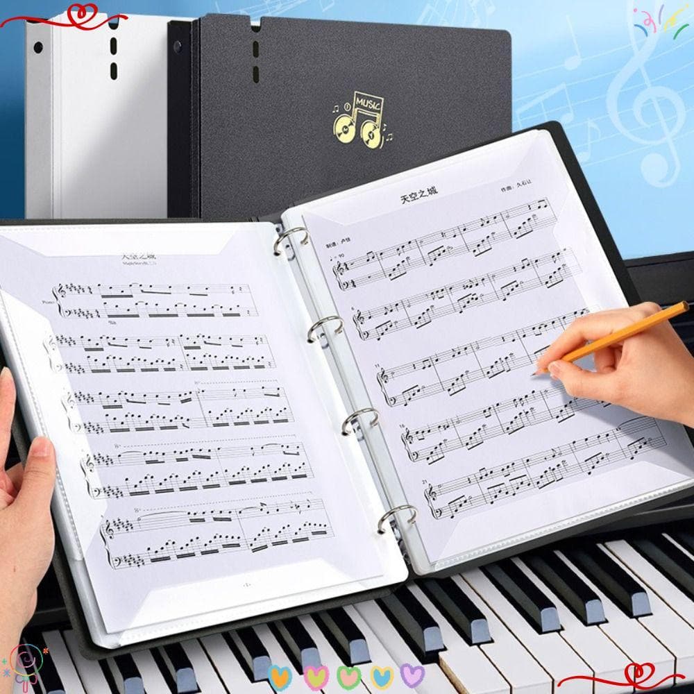 Pasta De Partituras Musicais De Letras , Clipe De Música Transparente De Plástico , Folhas De Piano Portátil Flexível A4