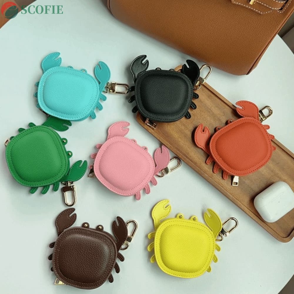 Chaveiro De Bolsa De Moedas De Caranguejo SCOFIE , Pingente De Couro PU Fofo De Desenho Animado , Fone De Ouvido Com Cab