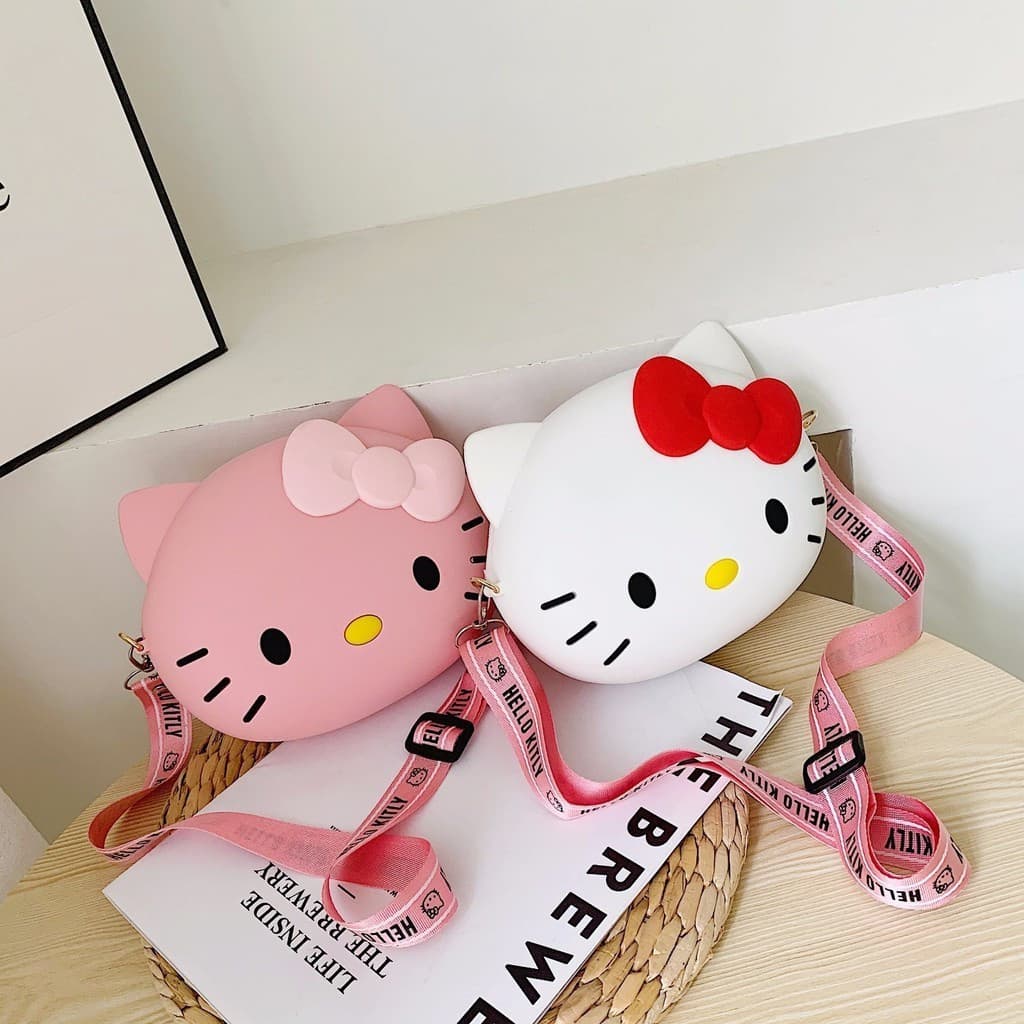 Hello Kitty Kuromi Sanrio Saco De Ombro Para Crianças Bolsa De Silicone Moedas Corpo Cruzado