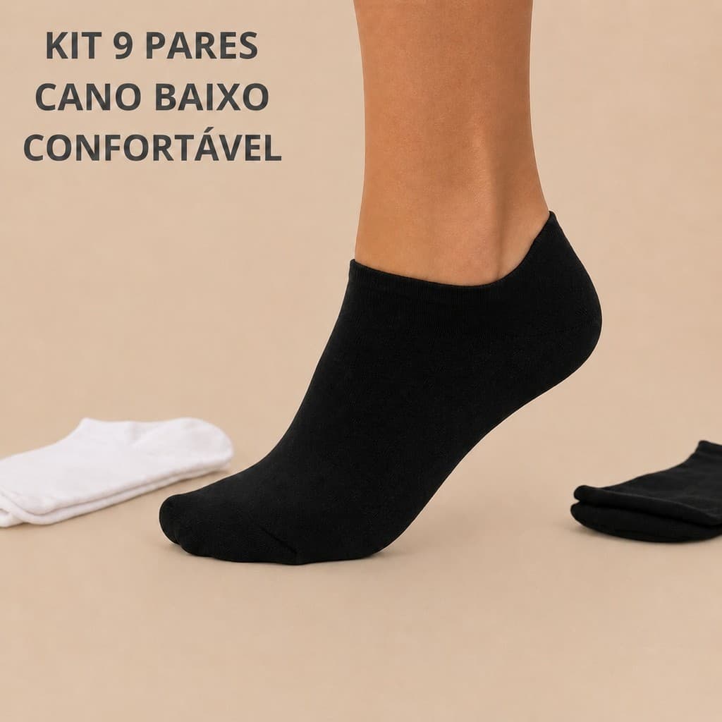 Kit 9 Pares de Meias Soquete Masculina Cano Baixo Ajuste Perfeito 39 ao 43