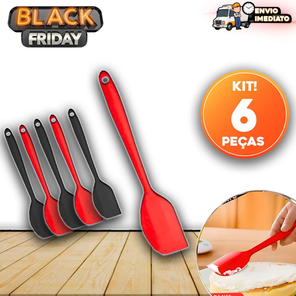 Kit com 6 Espátulas de Silicone Antiaderente - Ideal para Decoração de Bolos, Culinária e Buffet