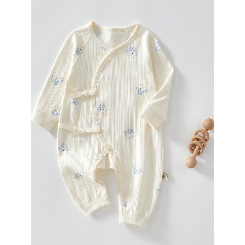 [Base de primavera 100 algodão] Macacão de bebê recém-nascido roupas de bebê puro algodão manga comprida pijama primaver