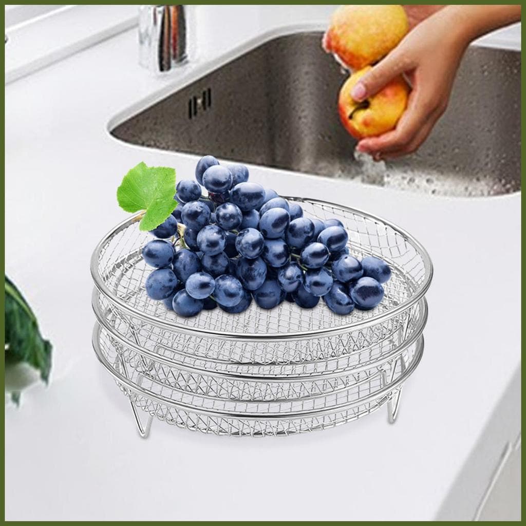 Rack Para Fritadeira A Ar 3X , Empilhável , Aço Inoxidável , Grelha , Suprimentos De Cozinha , Acessórios Cozinhar tiank