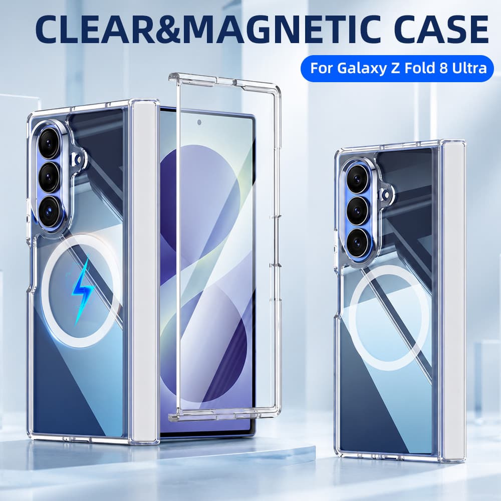 Para Magsafe Caso De Telefone Samsung Galaxy Z Fold 8 Ultra Fold8 5G Carregamento Magnético Acrílico Claro Casos Capa