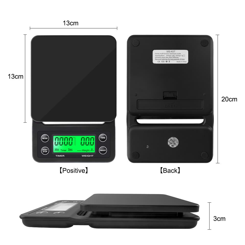 Balança eletrônica para café de 5kg, balança eletrônica para chronometrar café de 5kg, balança de cozinha com precisão
