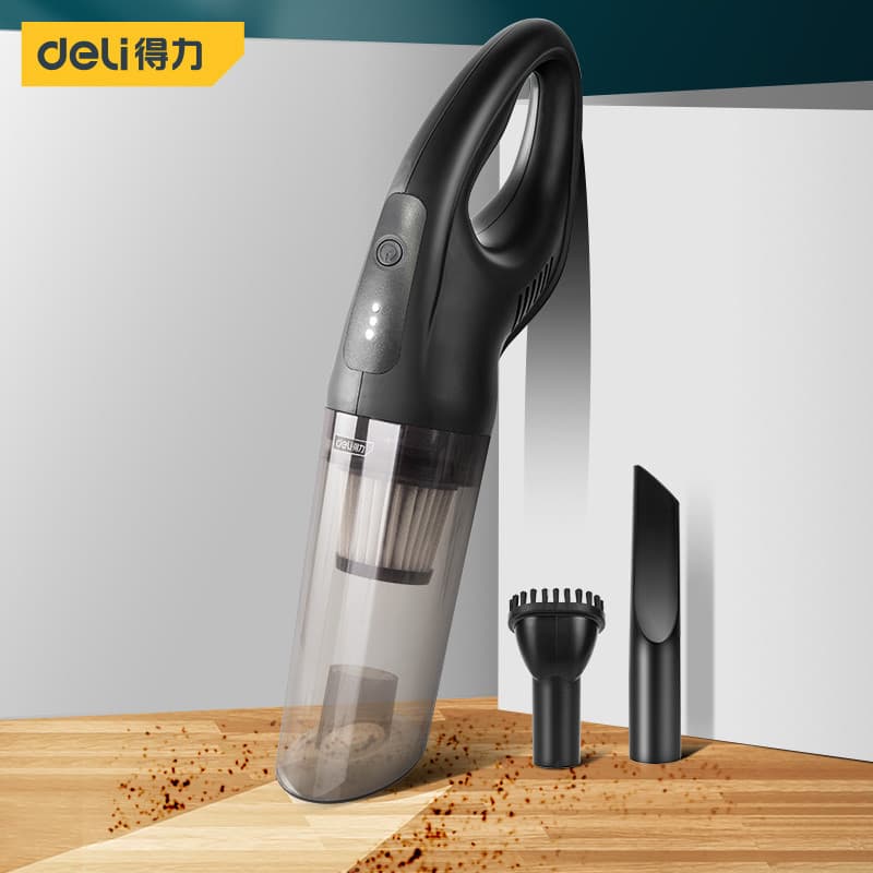 Deli aspirador de pó para carro, portátil, carregamento sem fio, alta potência, poderoso Interior, pequeno, grande sucçã