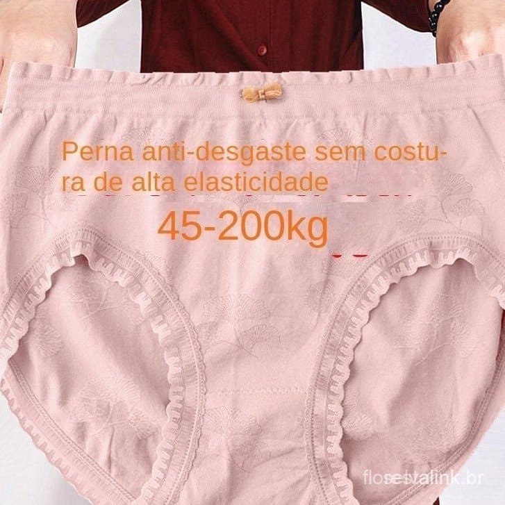 (45 ~ 200KG) G3 Renda Conforto Shorts Calcinha Plus Size Cintura Alta Algodão Barriga Segura Ampla Elástico 56