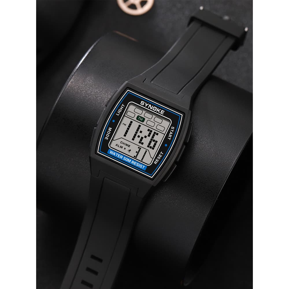 Moment Square Retro Sports Relógio Eletrônico Masculino Multifuncional Luminoso À Prova D 'Água Relógio de Estudante Ao