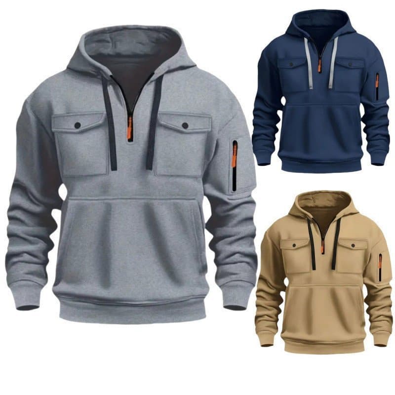 Comércio exterior transfronteiriço novo estilo masculino inverno Casual na moda com decote em V zíper pulôver Sweatshi