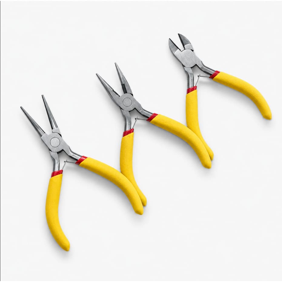 Kit 3 Alicates Para Artesanato Bijuterias Corte Bico Redondo E Meia Cana