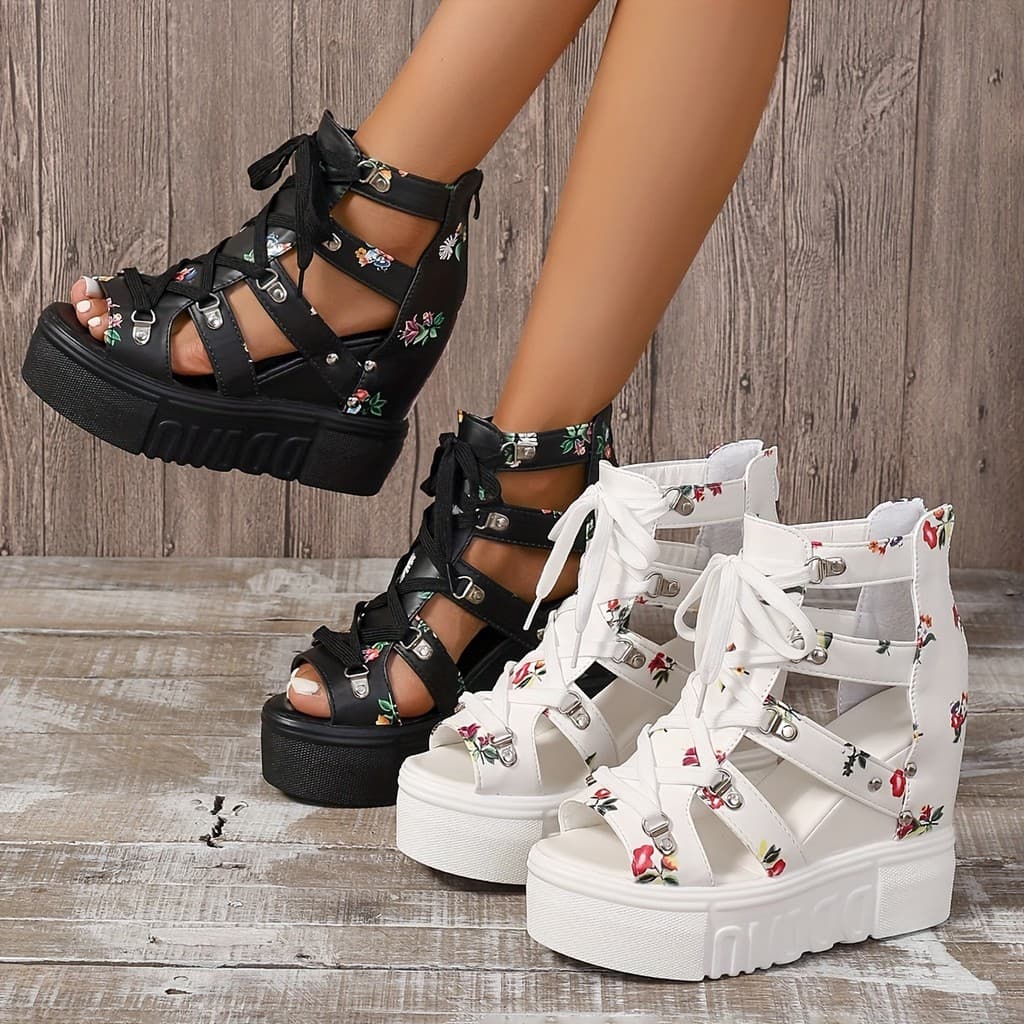 Sandálias De Salto Elegantes Para Mulheres Com Design Estampado