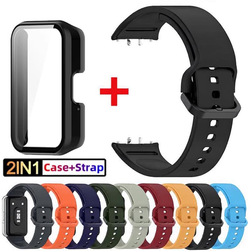 Capinha PC Pulseira Silicone Para Relógio Smartwatch Samsung Galaxy Fit 3 Strap Capa Protetora De Tela Acessórios