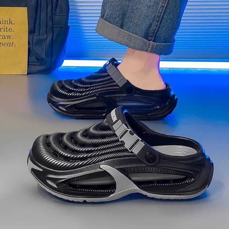 Sapatos masculinos com sola grossa e buraco, roupa externa 2026, desodorante antiderrapante e resistente ao desgaste, Ca