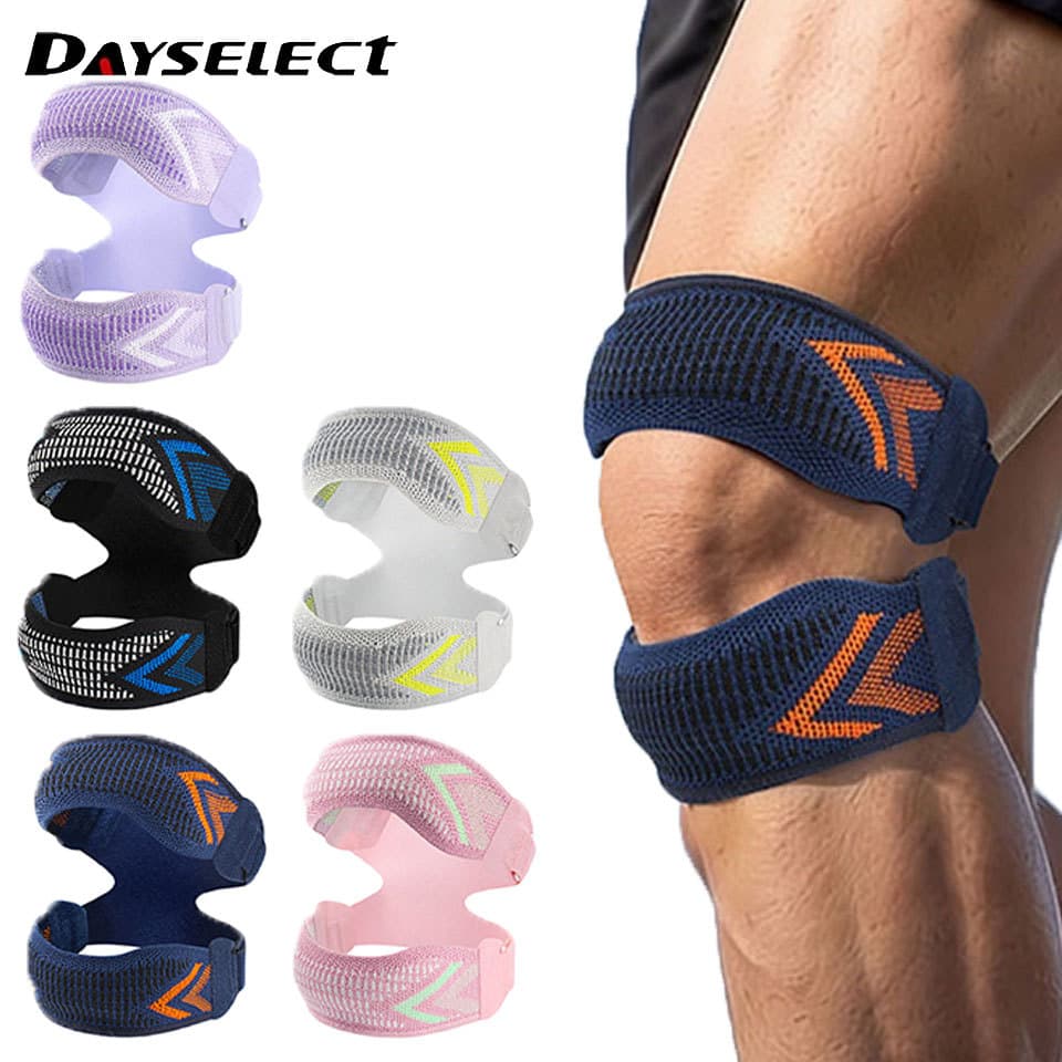 DAYSELECT 1 Peça Esportiva Patelar Cinta Compressão Ajustável Basquete Ciclismo Suporte Duplo Joelho