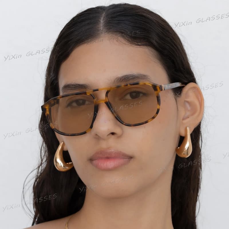 Clássico Duplo Viga Piloto Proteção UV Moda Óculos De Sol Masculino E Feminino