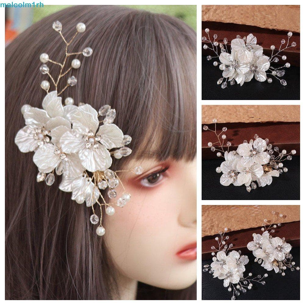 Chapéu De Noiva MALCOLM , Cocar Branco Elegante , Grampo De Cabelo De Casamento Com Flor De Pérola De Cristal De Luxo Fe