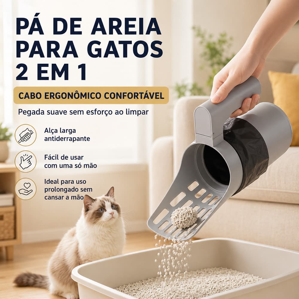 Pá Peneira de Areia Coletora Higiênica Pet Gato com Rápida e Fácil Limpeza Prática Leve e Funcional Grande Capacidade