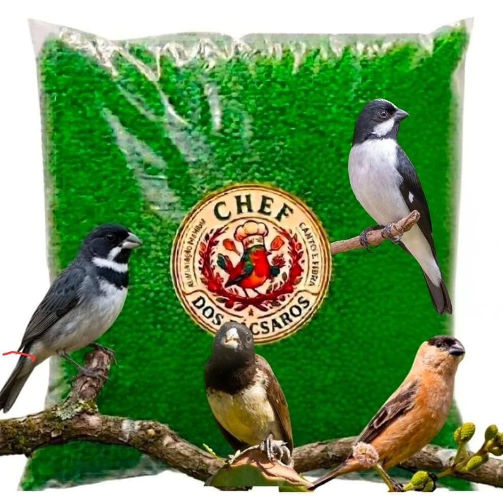 Extrusada Premium 5 Kg COLEIRO BIGODINHO CABOCLINHO PAPA CAPIM - VERDE GREEN Ração CHEF dos PÁSSAROS