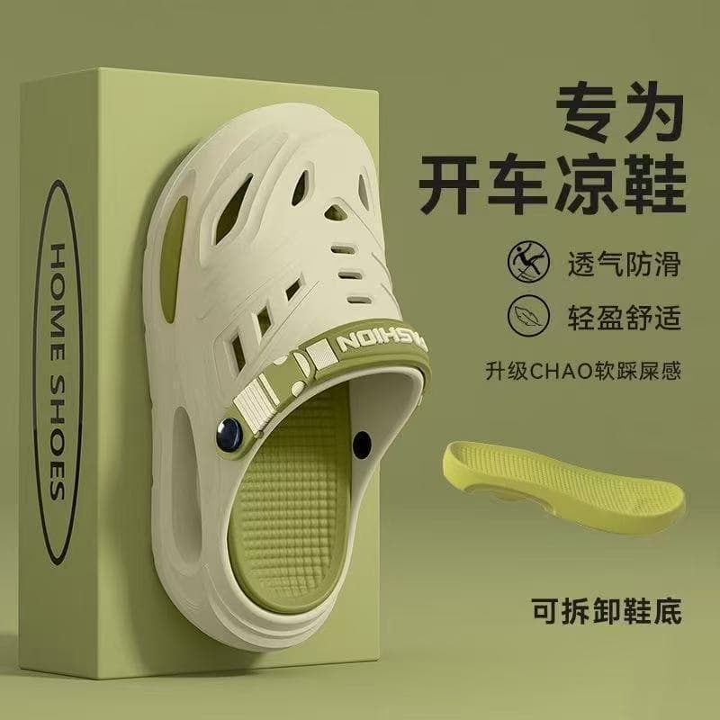 Antiderrapante resistente ao desgaste respirável masculino verão EVA buraco sapatos luz confortável exterior usar longo