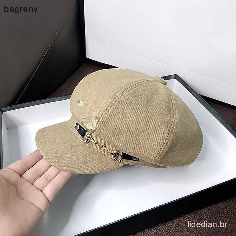 [bagreny] Boinas Femininas De Inverno , Retrô , Bonés Para Mulheres , Chapéus Chapéu Octogonal De Jornaleiro BR