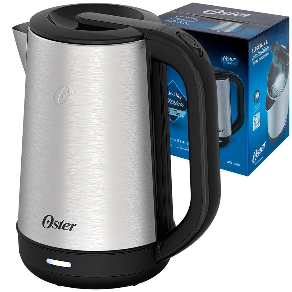 Chaleira Elétrica Oster Inox 2L Ultra Desligamento Automático OCEL840 Alta Potência 1850W 220V
