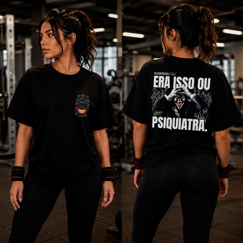 Camiseta Feminina Camisa Academia ''Era isso ou Psiquiatra'' Meme Treino Engraçada Plus Size
