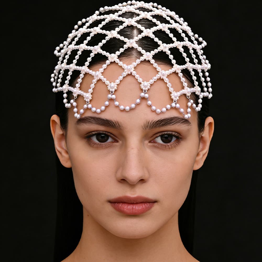 Acessório de cabelo com pérolas de imitação, adereço de cabeça de estilo étnico moderno para apresentações de palco, cor