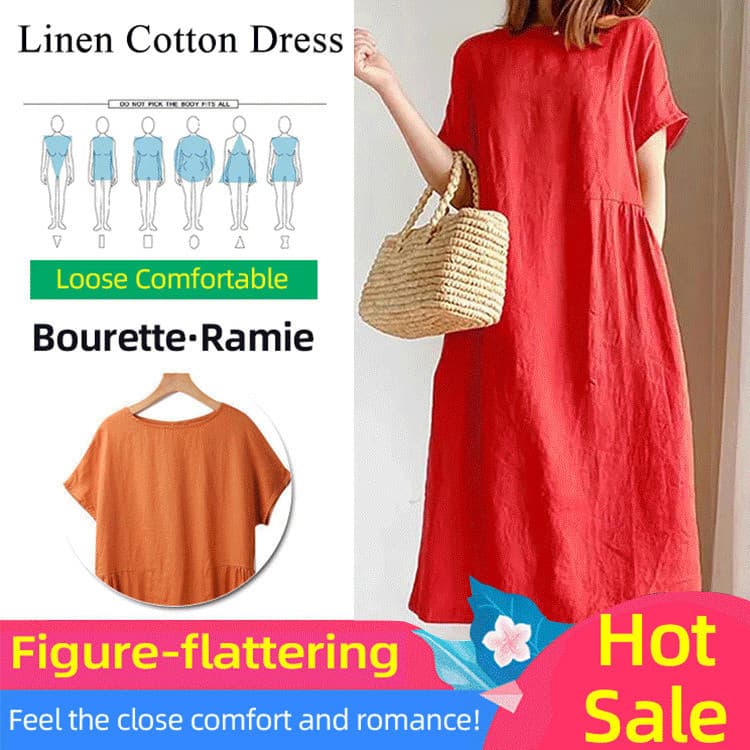 [Estilo Japonês Moderno] [Loose Slimming Design] Vestido Feminino Linho/Algodão/Verão/Moda Casual