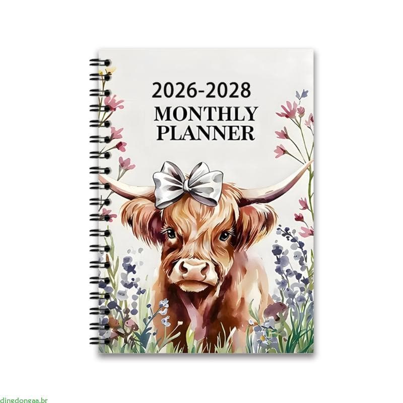 dingdongaa 2026-2028 Caderno Planejador Encadernação Bobina Dupla Mensal Diário 36 Meses